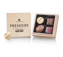 Premiere Mini Quadro - Pralines Pralines in een houten kistje bedrukken