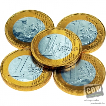 Afbeelding van relatiegeschenk:Chocolade munt 1 Euro 3,8 cm