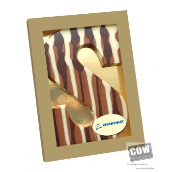 Afbeelding van relatiegeschenk:Chocoladeletter marmer met een logo A t/m Z