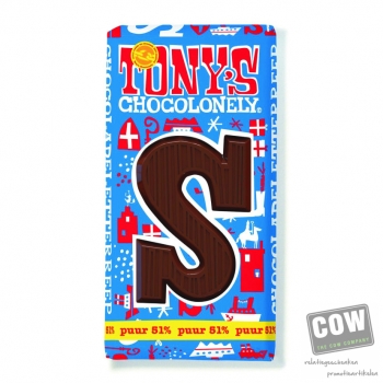 Afbeelding van relatiegeschenk:Tony's Chocolonely Puur chocoladeletter, 180 gram