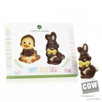 Afbeelding van relatiegeschenk:Bunny & Duck - Chocolade paasfiguurtjes Chocolade paasfiguurtjes